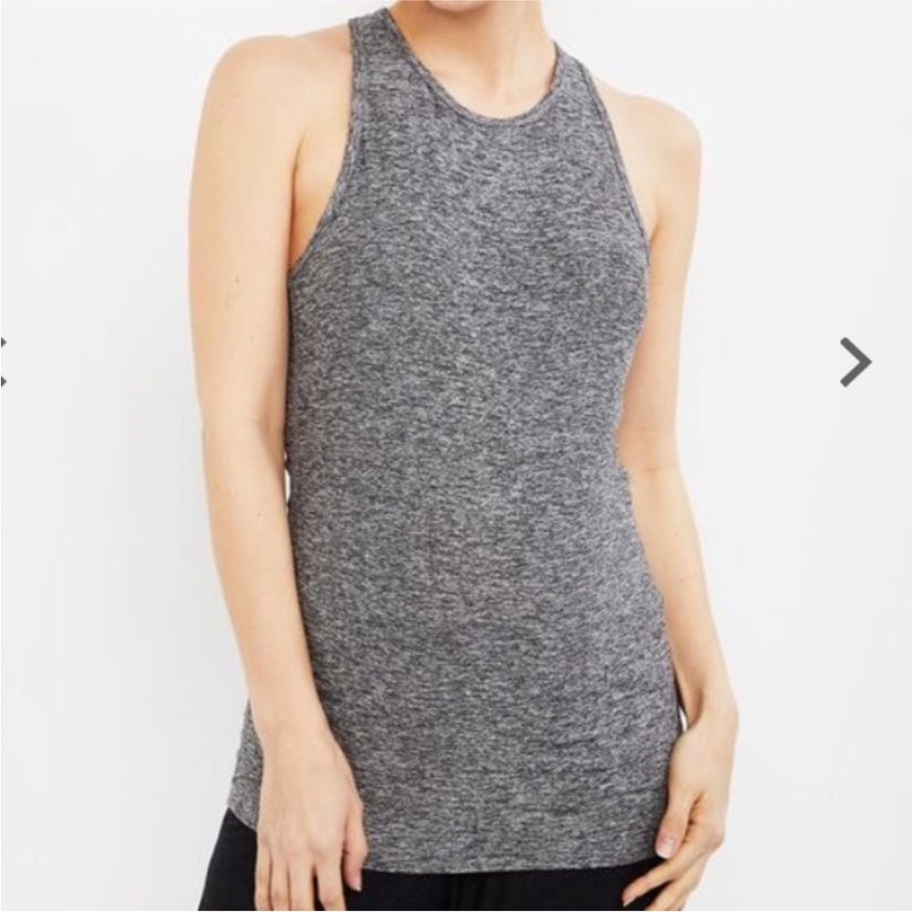 Beyond Yoga keyhole back tanks in heathered spacedye fabric (medium)